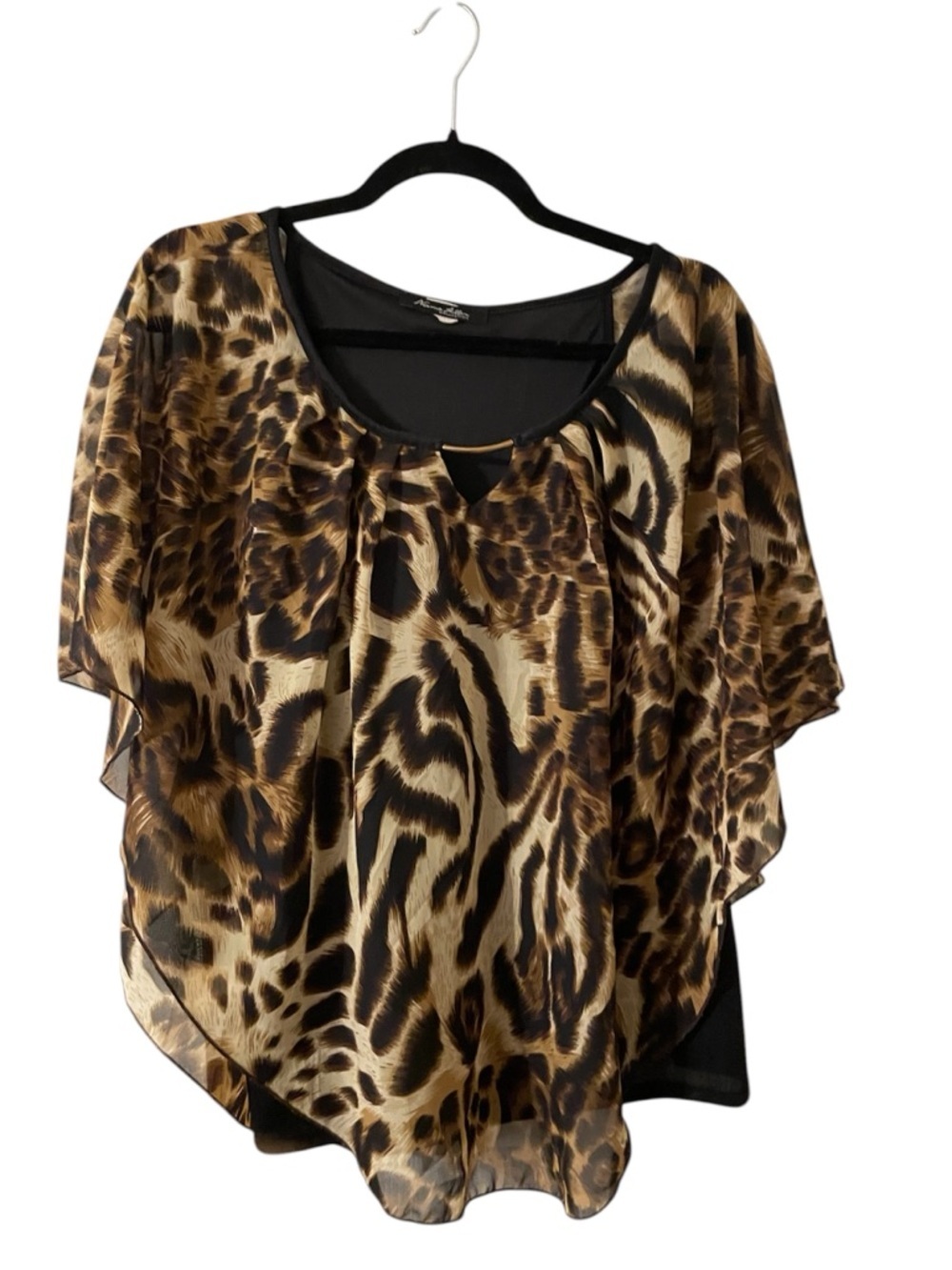 Sheer Leopard-Print Blousewith built in black tank under. NWOT Size large!